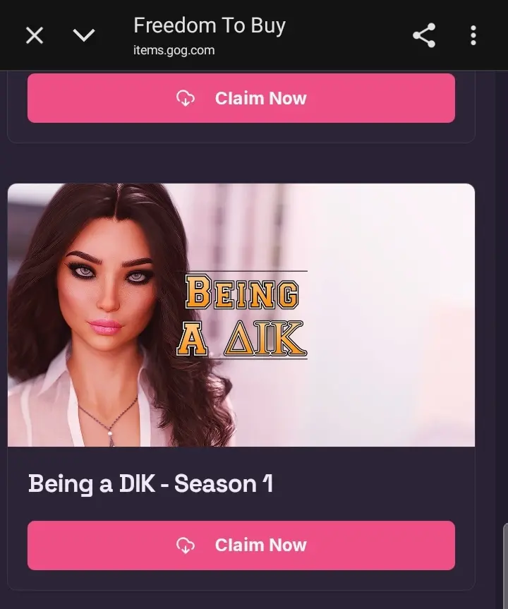 gog's freedom to buy games thing or whatever with "being a dik - season 1" as one of the games