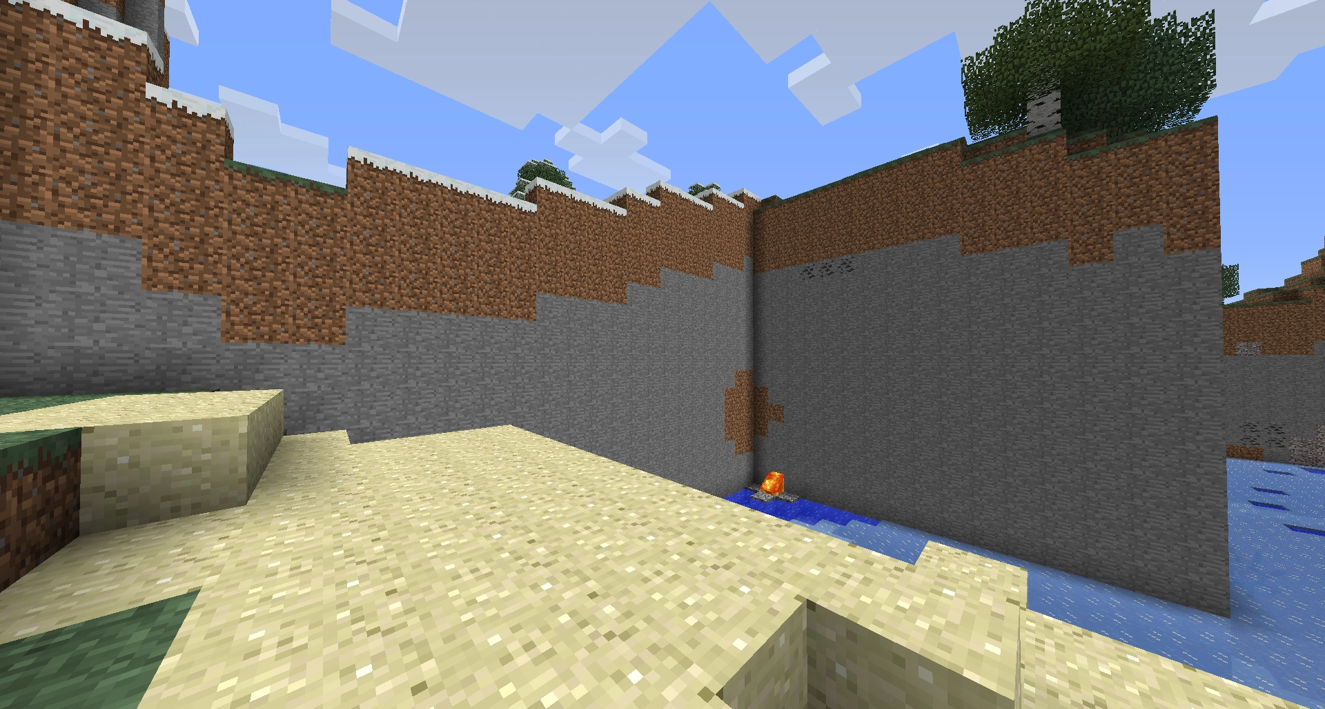 In-game screenshot of some of the edges of the taiga biome.